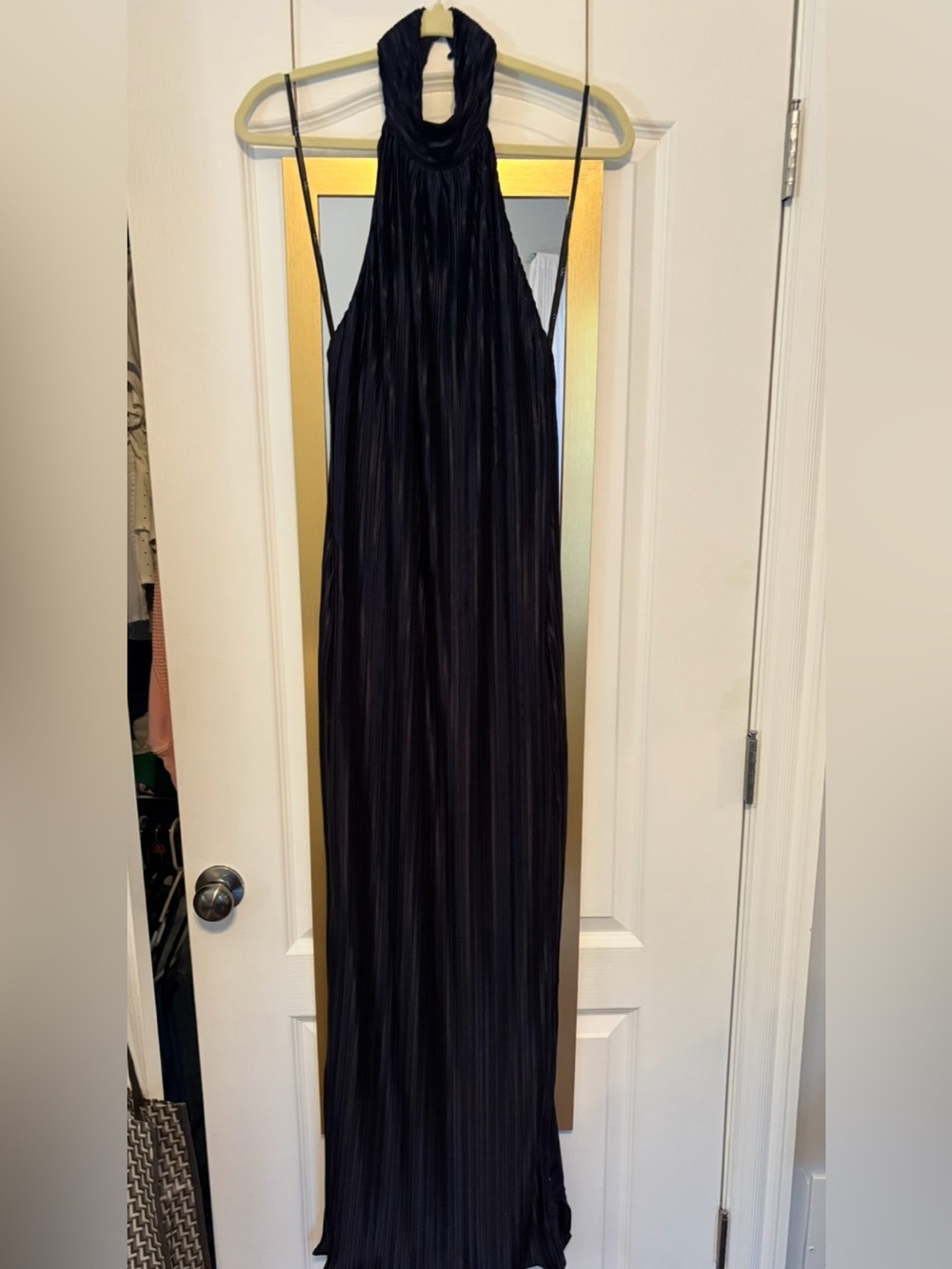 Navy Halter Neck Maxi Dress - Elegant Evening Gown